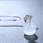 Silver Cat's Eye Apple Pendant with Moonstone