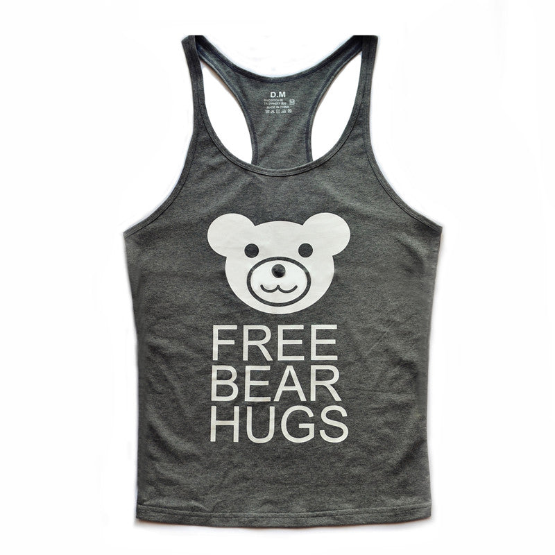 D.M Men's Tank Top with Bear Cartoon Print