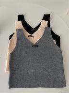 Elegant V-Neck Knitted Cotton Tank Top for Women