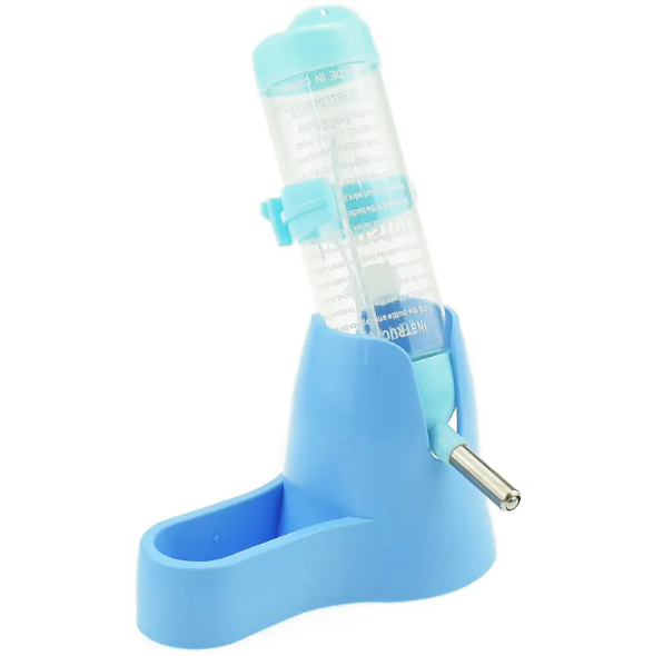 Small Pet Water Bottle with Stand & Food Dish, No-Drip Hanging Dispenser for Hamsters Guinea Pigs Rabbits Rats, Leak-Proof Feeder Combo