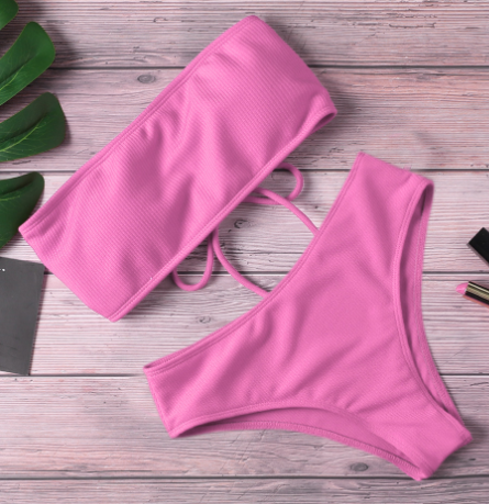 Lace-Up Scoop-Neck Bikini Set