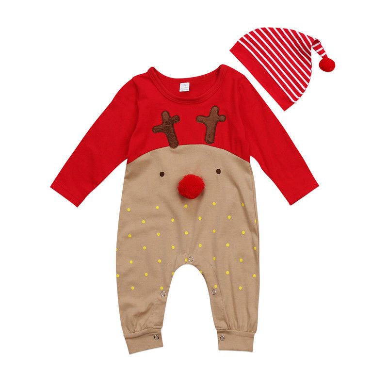 Baby Christmas Reindeer Romper with Hat