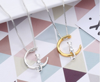 Moon Cat Pendant Necklace with Minimalist Design