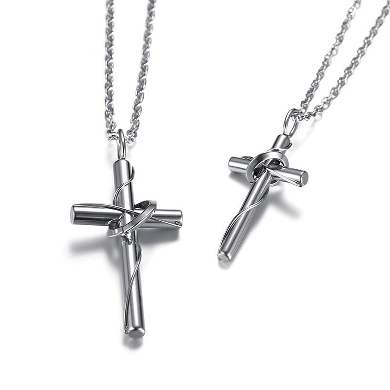 Stainless Steel Couple Cross Pendant Necklace