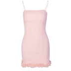 Strapless Feather Hem Bodycon Mini Dress