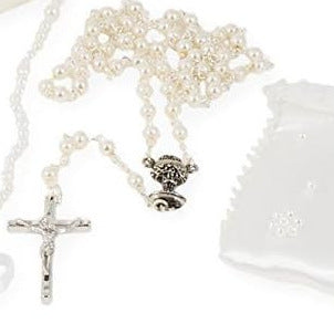 Glass Bead Rosary Necklace