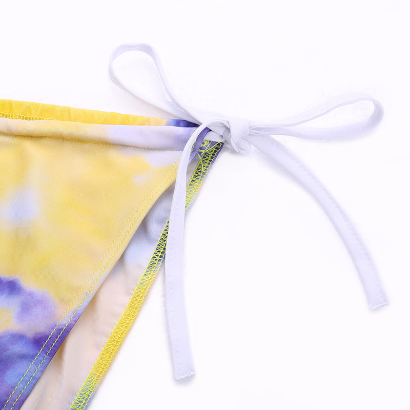 Women's Three-Piece Tie-Dye Bikini Set with Sarong