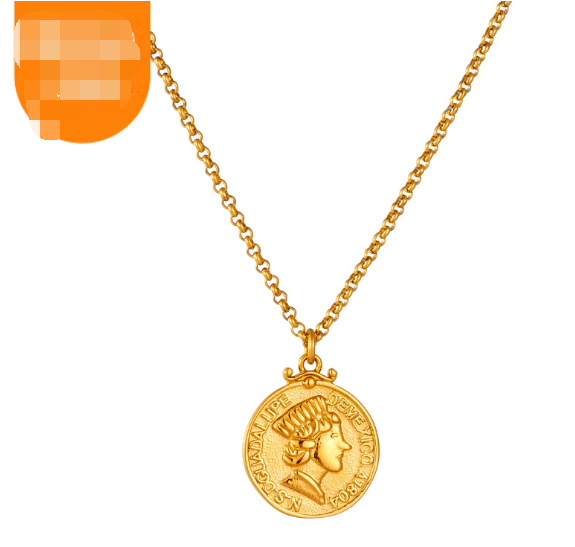 18K Gold Plated Coin Portrait Pendant Necklace