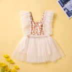 Leopard Print Mesh Spaghetti Strap Dress for Girls