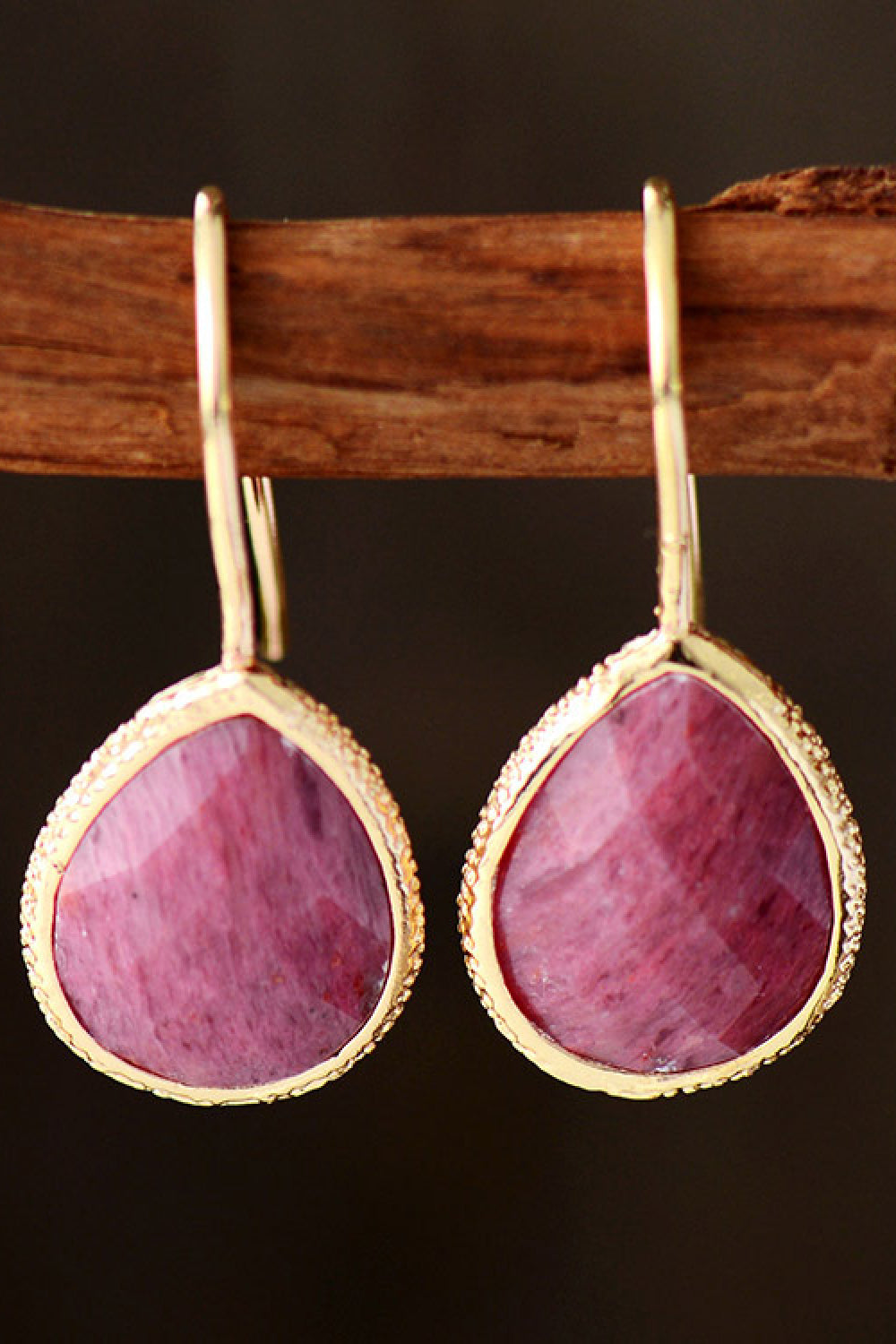 Handmade Stone Teardrop Earrings