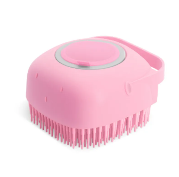 Silicone Pet Bath Brush with Soap Dispenser, Soft Massage Grooming Scrubber for Dogs and Cats, Shedding Shampoo Comb with Finger Strap