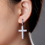 Square Zircon Cross Earrings for Fashionable Styles