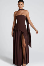 Strapless High-Slit Maxi Dress