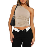 One-Shoulder Ruched Tank Top