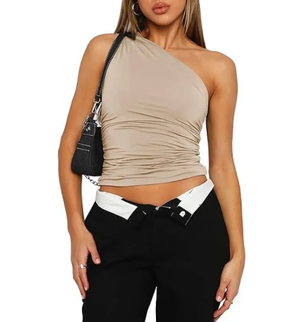 One-Shoulder Ruched Tank Top