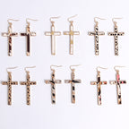 Leopard Print Cross Drop Earrings
