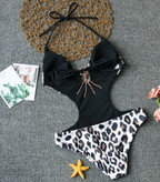 Leopard Print Cutout One-Piece Swimsuit