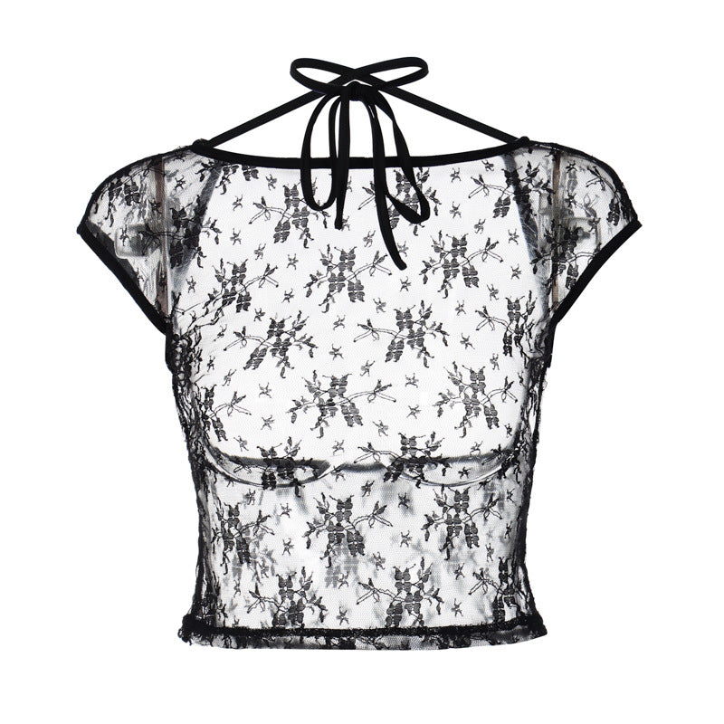 Trendy Lace Backless Crop Top for Women