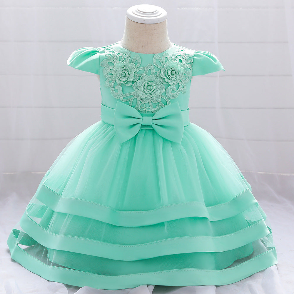 Floral Lace Baby Dress for Baptism and Birthday Photos