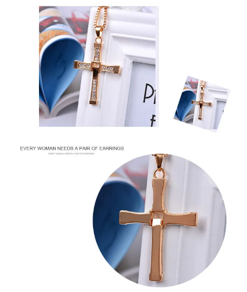 Men's Rhinestone Cross Pendant Necklace