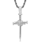 Gold Nail Cross Pendant Necklace with Zircon