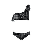 Women's Polka Dot One-Shoulder Ruffle Bikini Set