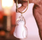 Transparent Cat Keychain Storage Capsule, Clear Kitty Pendant Bag Charm with Wire Ring for Keepsakes and Pet Hair, Gift for Cat Lovers