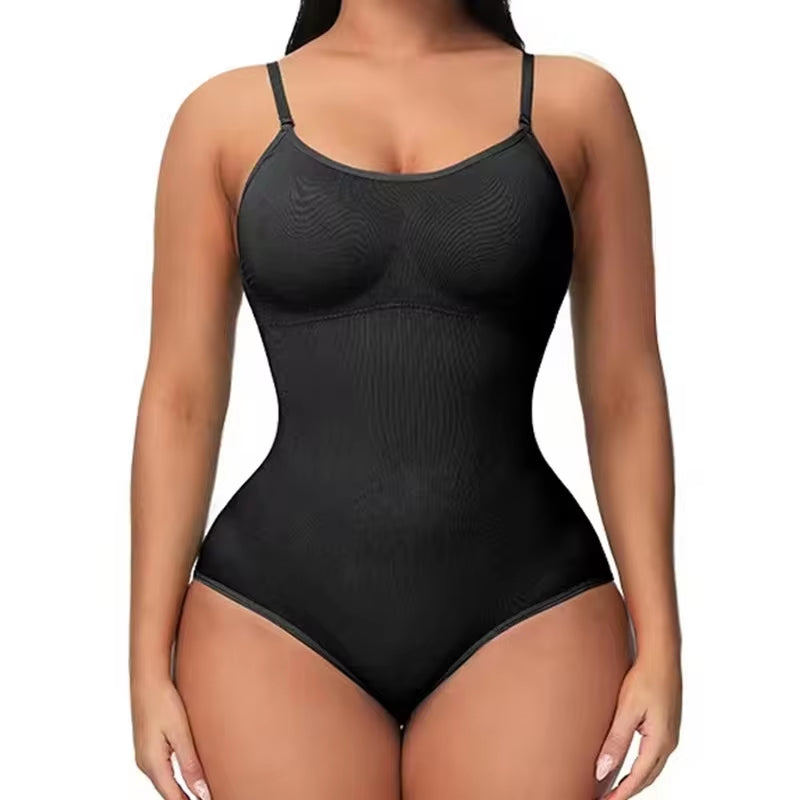 Sheer Mesh Open-Crotch Shaping Bodysuit