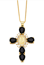 Zircon Virgin Mary Cross Necklace