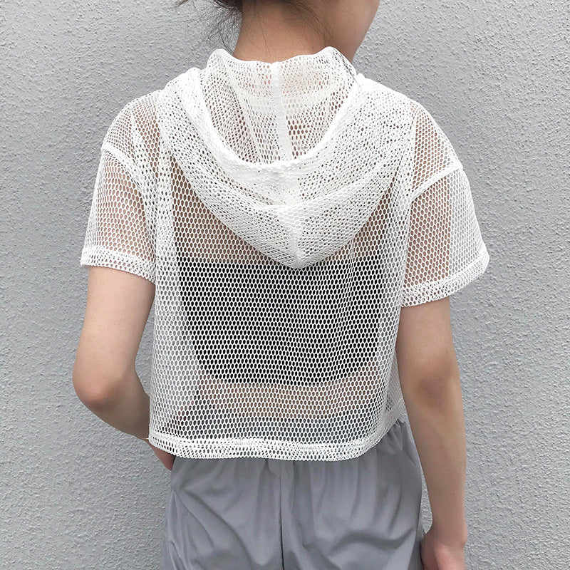 Sheer Mesh Oversized Short Sleeve Cover-Up Top