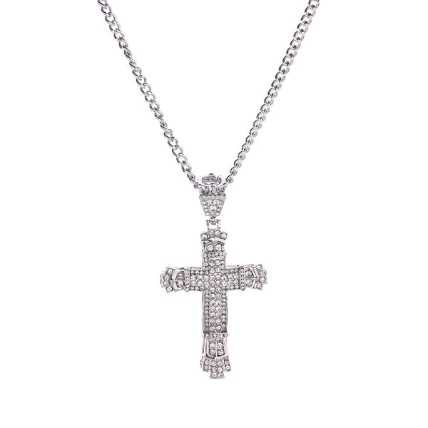 Hip Hop Iced Cross Pendant Necklace for Men