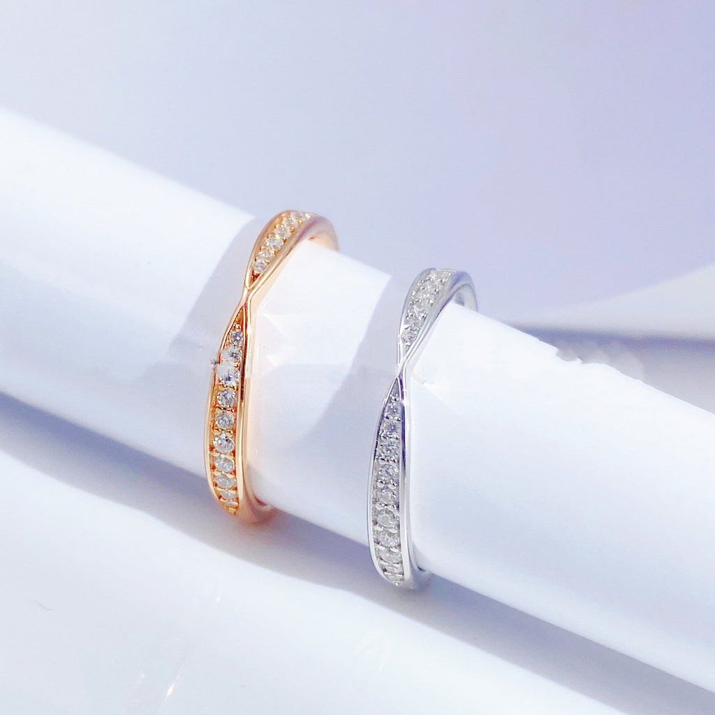 Women's Twisted Pave Crystal Band Ring