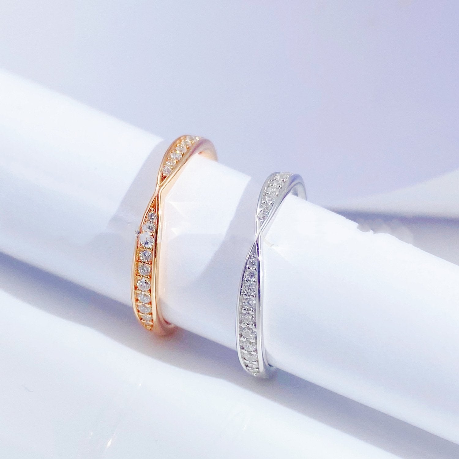 Women's Twisted Pave Crystal Band Ring