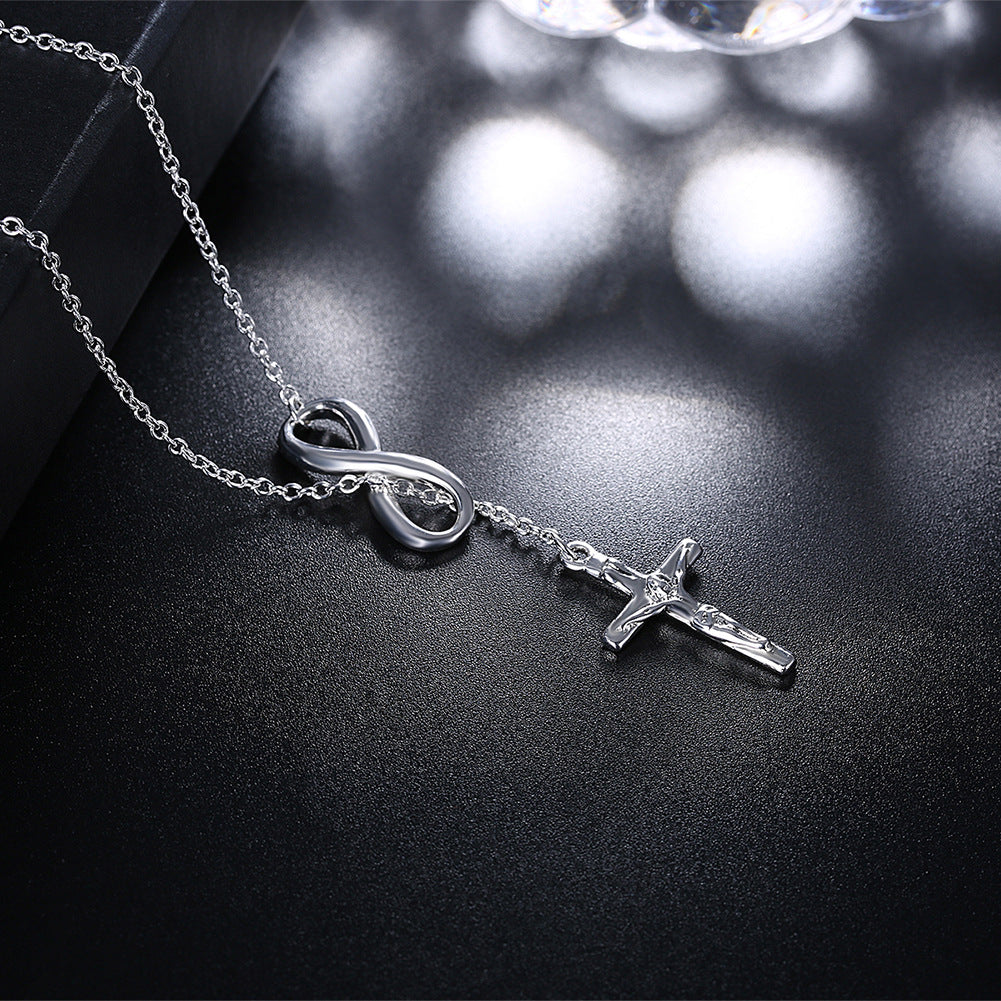 Infinity Cross Lariat Necklace