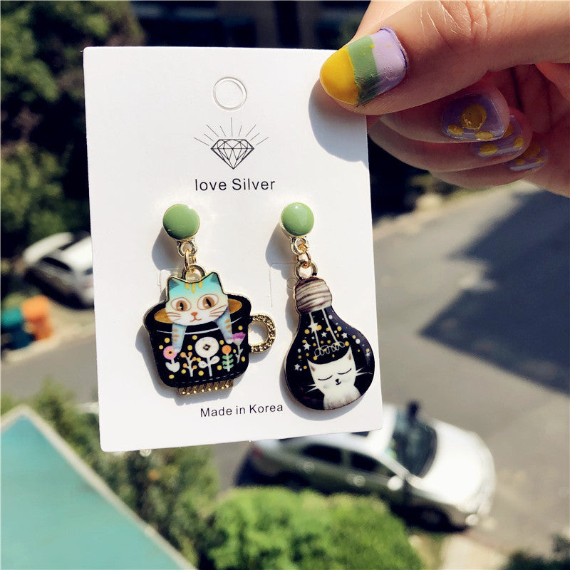 Silver Cat Earrings
