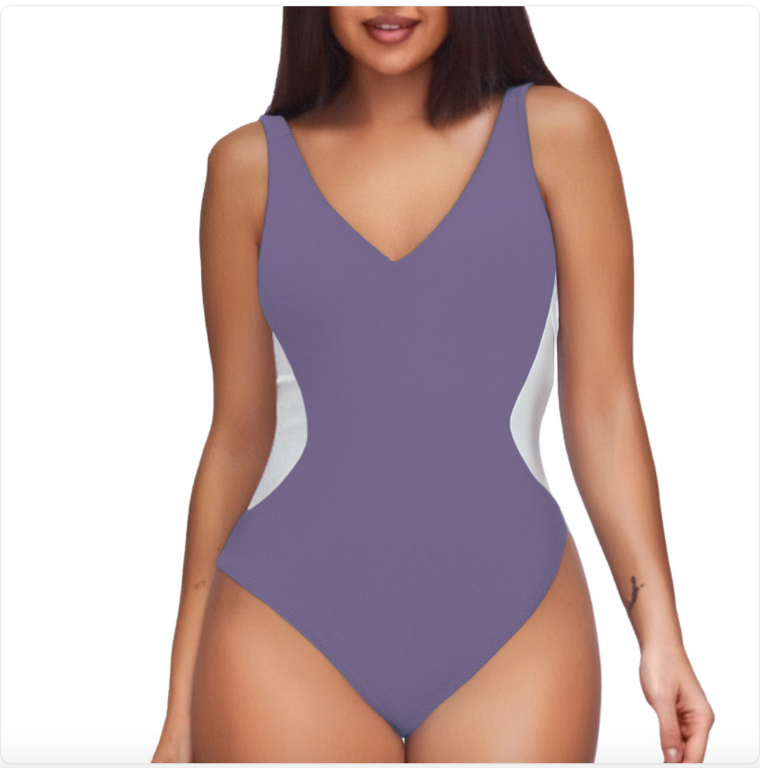Deep V Colorblock One-Piece Swimsuit
