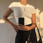 Fashionable Women's Solid Crop Top with Long Sleeves | Streetwear
