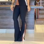 Colorblock Sleeveless Top and Flare Pants Two-Piece Set