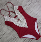 Crochet Plunge One-Piece Swimsuit