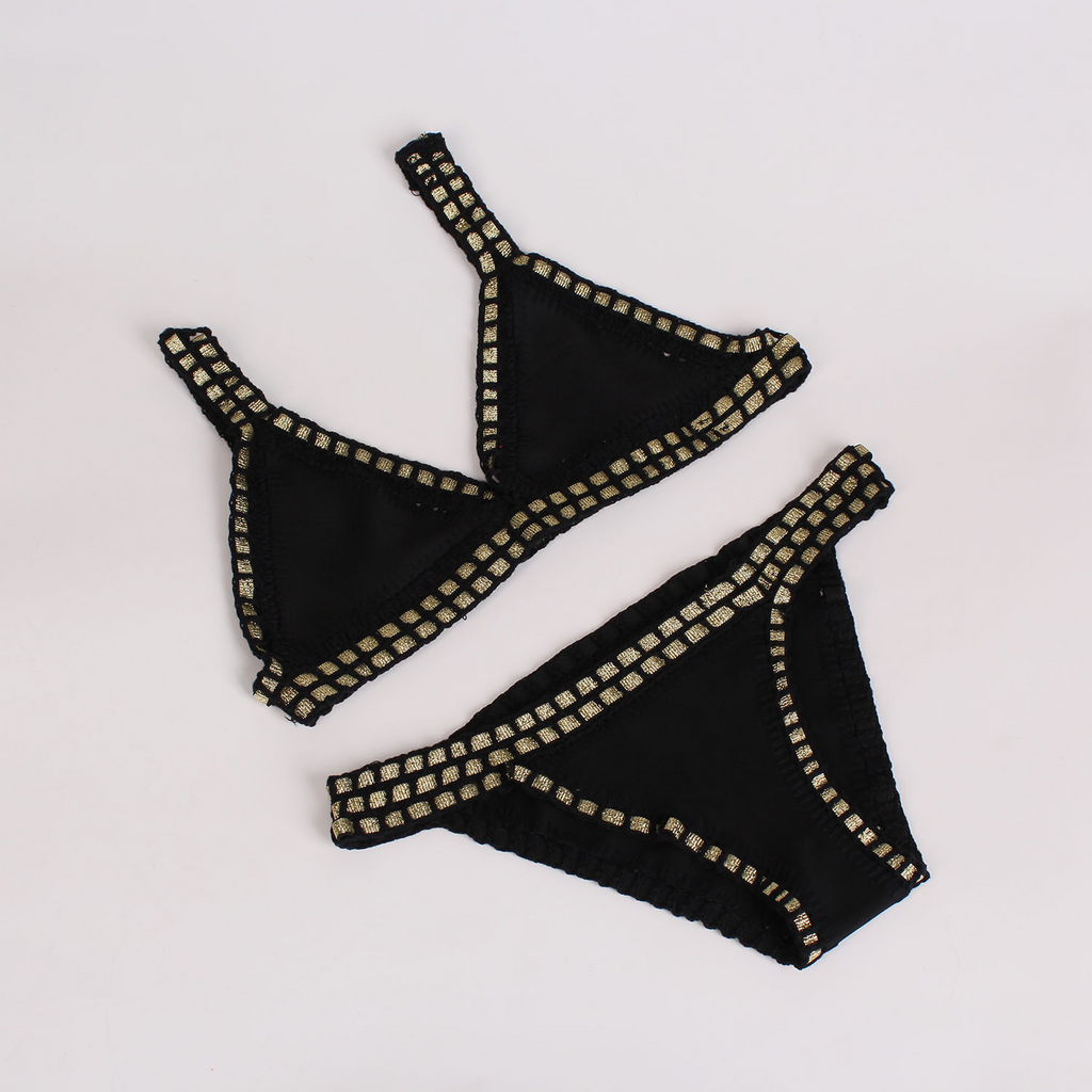 Women's Gold Studded-Trim Bikini Set