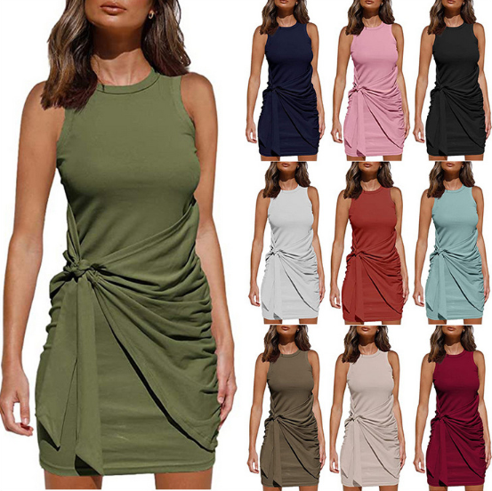 Sleeveless Pleated Maternity Dress