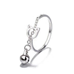 Hollow Cat Bell Tassel Ring