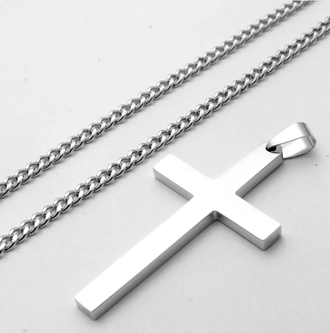 Minimalist Silver Cross Pendant Necklace