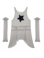Mesh Tank Top Dress with Star Sleeves for Spicy Girls