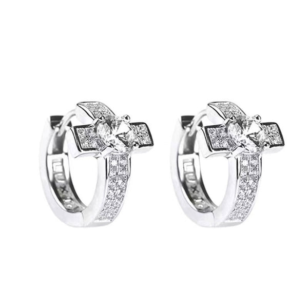 Men's Cross Zircon Hip Hop Huggie Earrings