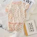 Summer Bear Pajama Set for Baby Girls (T-shirt & Shorts) | Streetwear