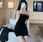 "Autumn Winter Maillard Hot Girl Tube Top & Skirt"