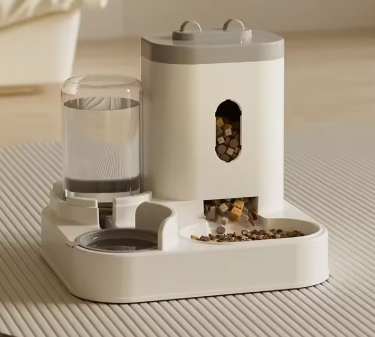 2-in-1 Automatic Pet Feeder & Water Dispenser Station, Gravity Food and Water Bowl Set for Cats and Small Dogs