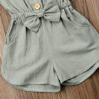Girls' Bow Tie Jumpsuit with Shorts