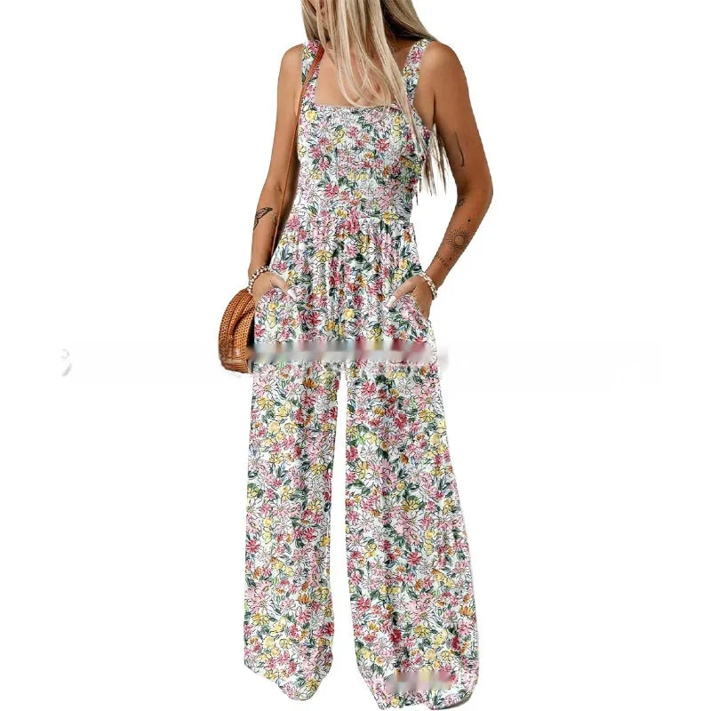 Bohemian Floral-Print Wide-Leg Jumpsuit